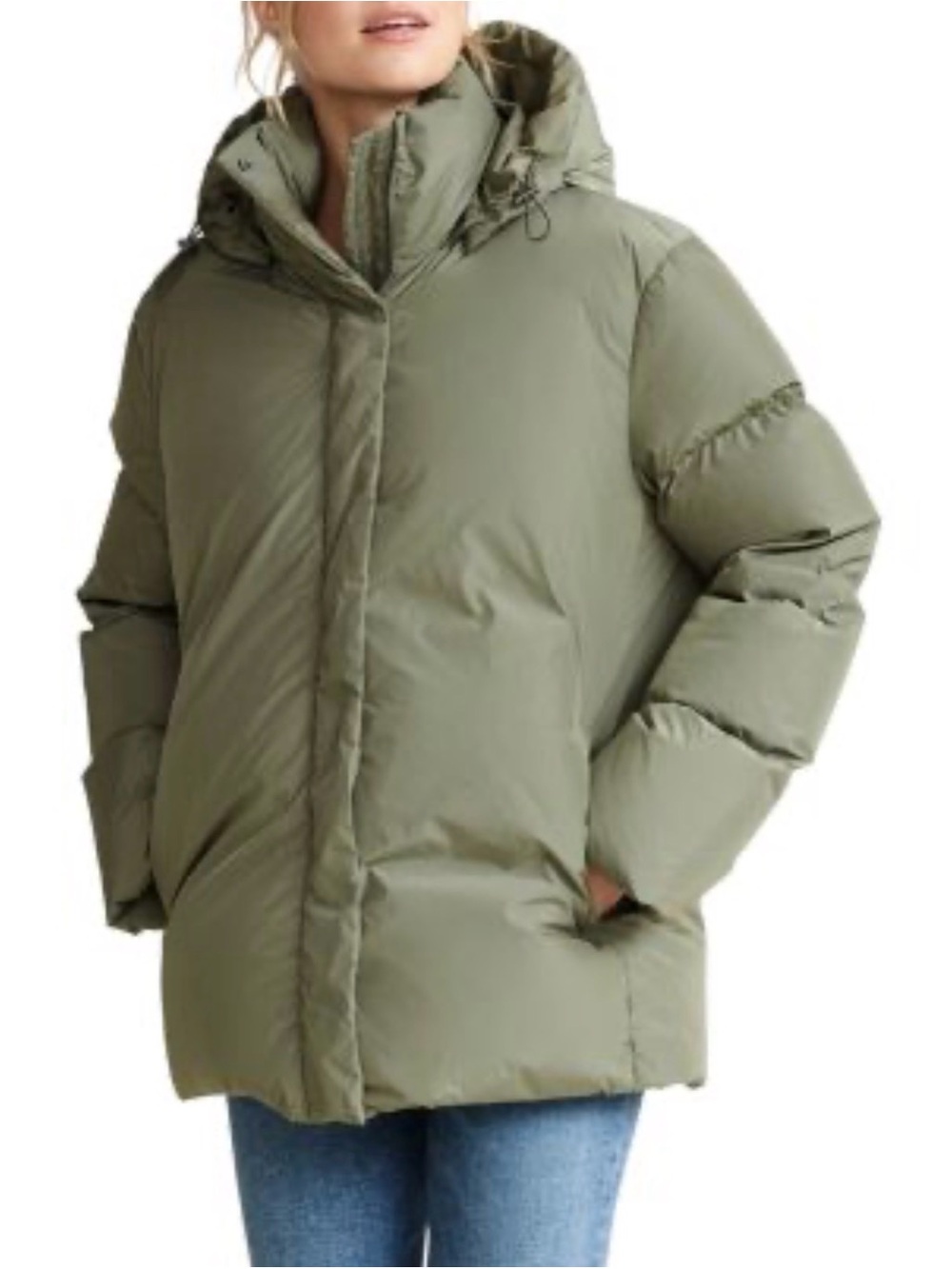 Jenni Kayne Small Down Puffer Jacket Hooded Zip Front 80% Down